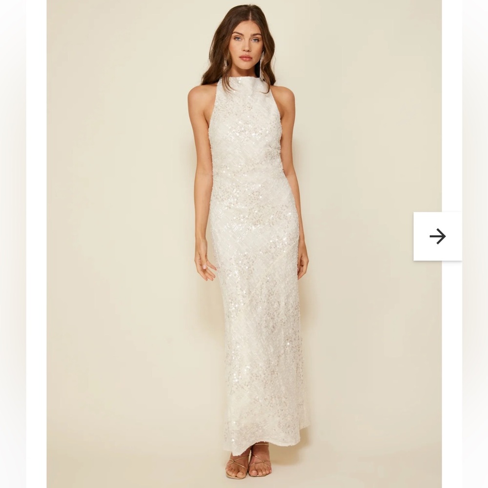 Sequin Halter Ivory Wedding Gown